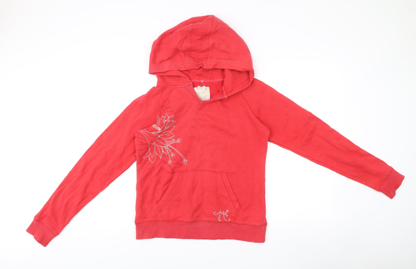 Animal Womens Red Cotton Blend Hoodie Size 10 Embroidered
