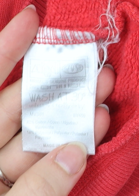 Animal Womens Red Cotton Blend Hoodie Size 10 Embroidered