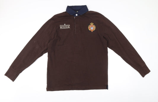 Hackett London Men’s Brown Collared Polo Jumper Size M Cotton