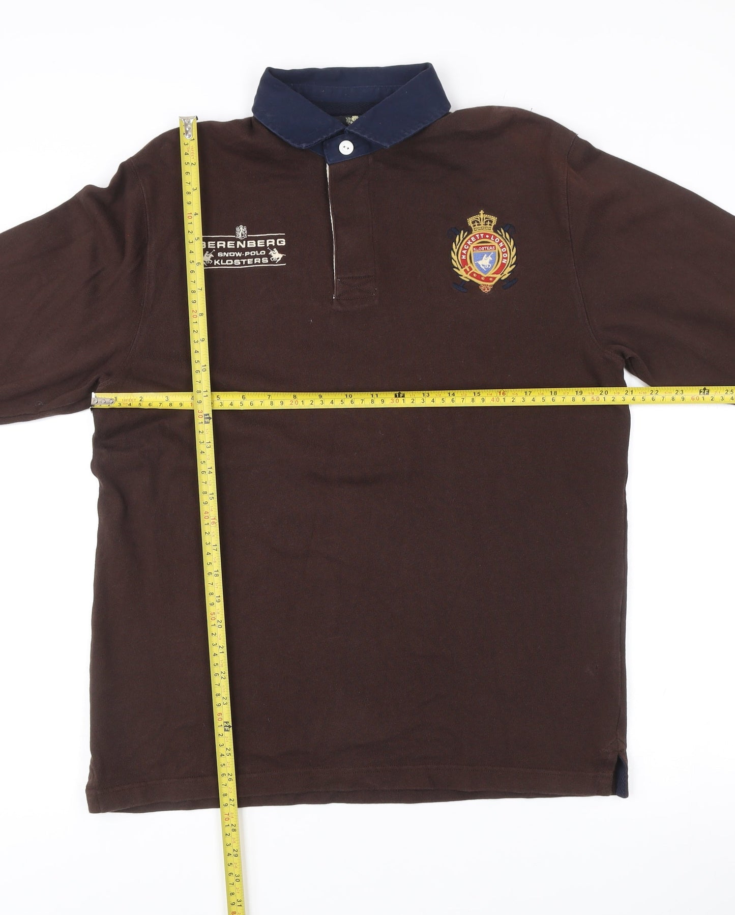Hackett London Men’s Brown Collared Polo Jumper Size M Cotton