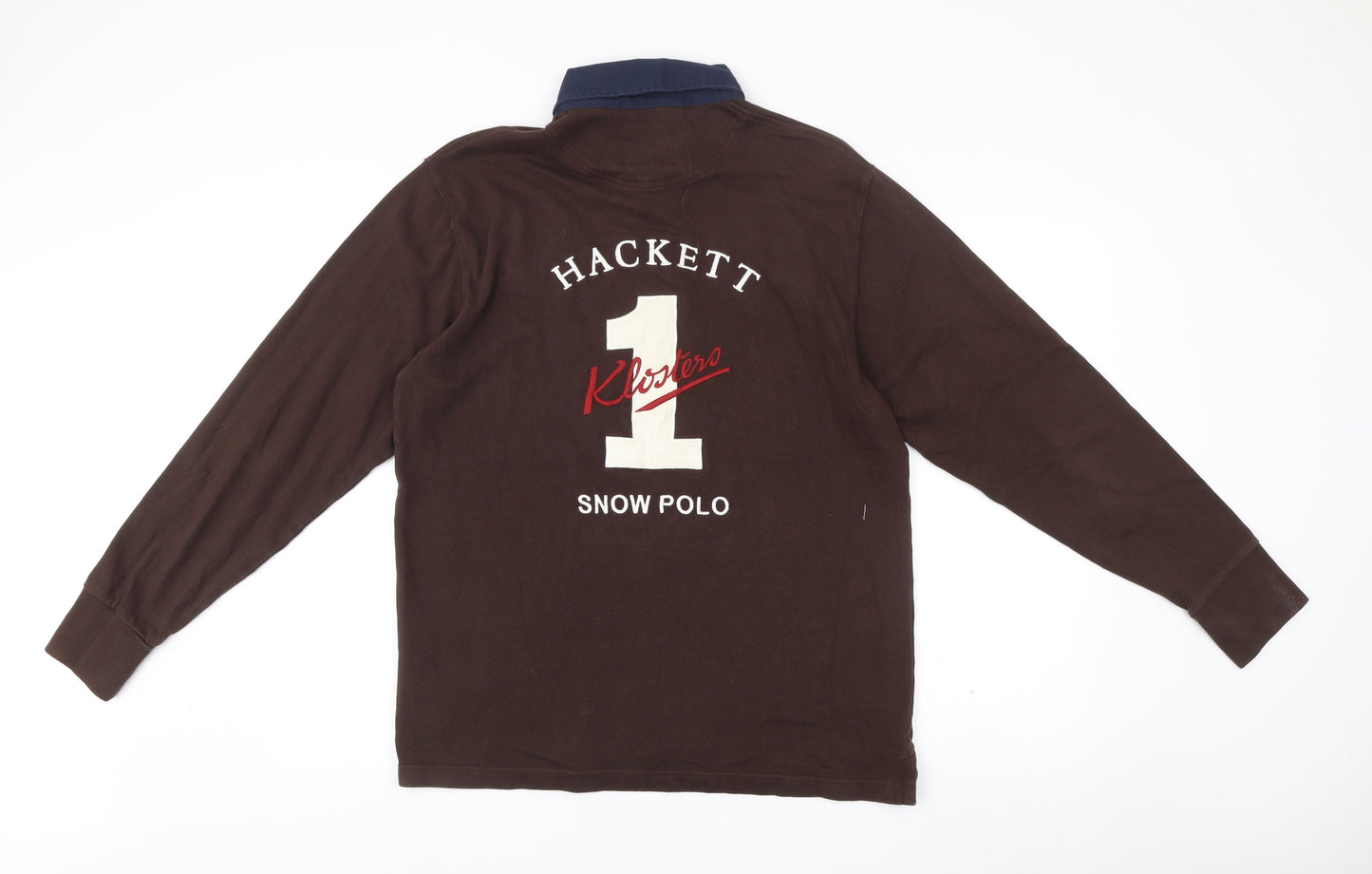 Hackett London Men’s Brown Collared Polo Jumper Size M Cotton
