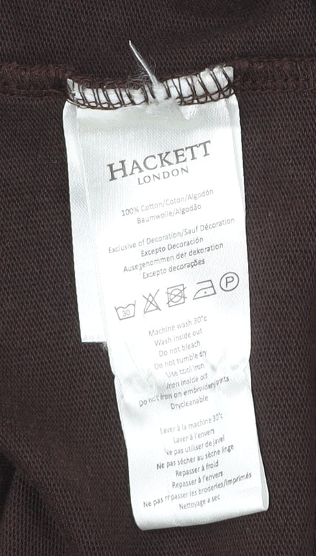 Hackett London Men’s Brown Collared Polo Jumper Size M Cotton