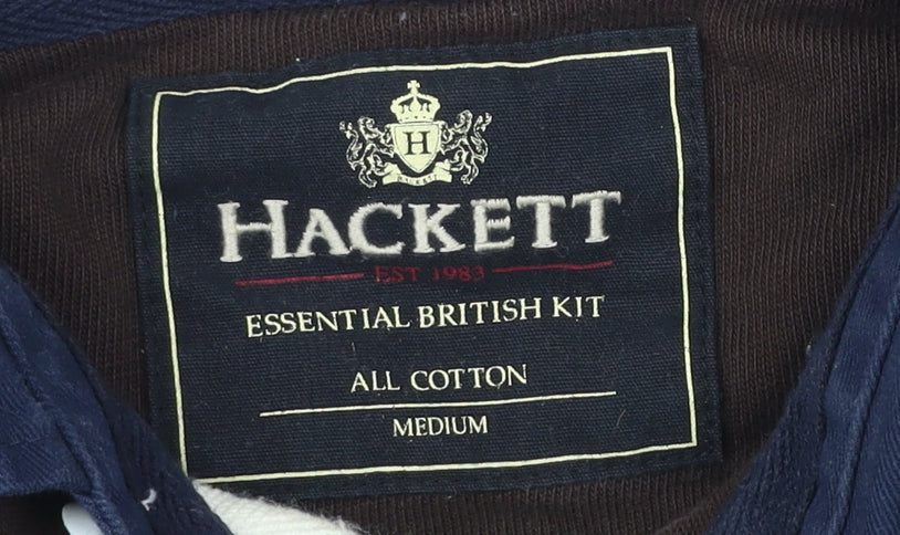 Hackett London Men’s Brown Collared Polo Jumper Size M Cotton