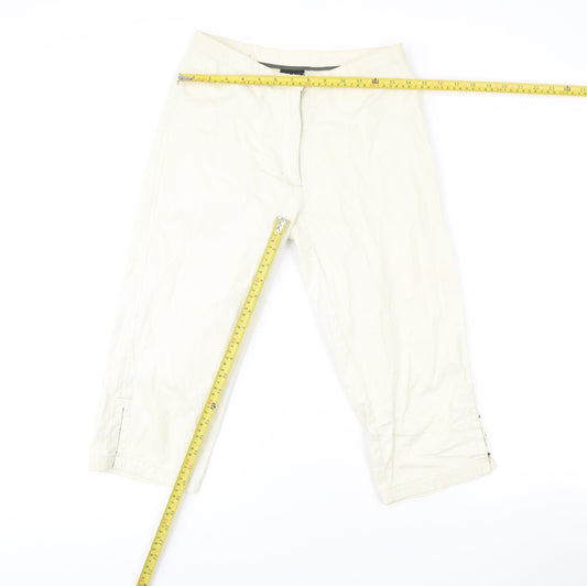 Elle Women White Chino Shorts M Regular Cotton Casual Zip