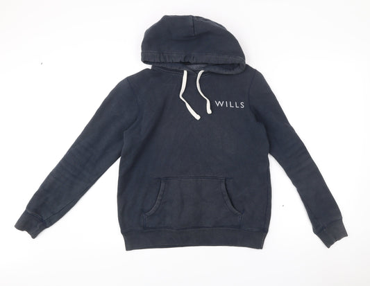 Jack Wills Womens Navy Blue Hoodie UK 10 Pullover Cotton Blend Logo