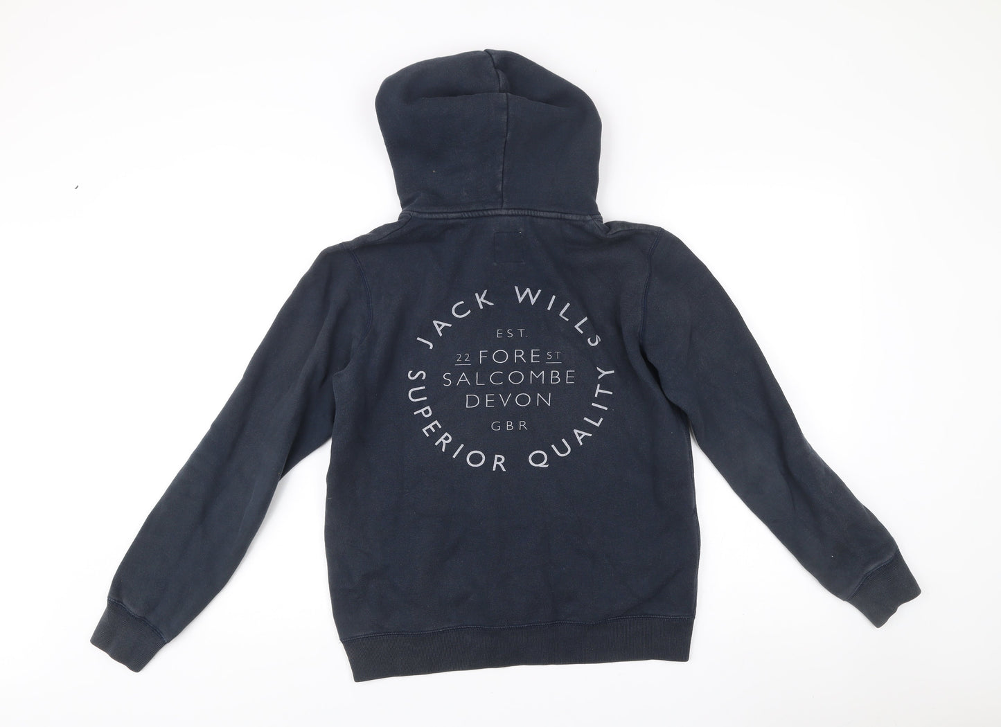Jack Wills Womens Navy Blue Hoodie UK 10 Pullover Cotton Blend Logo
