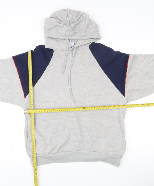 Rodeo Men's Grey Blue Hoodie L Pullover Logo Vintage Casual