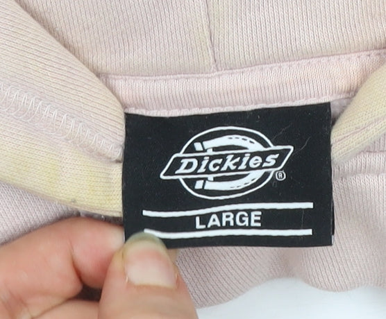 Dickies Men’s Beige Pullover Hoodie Size L Cotton Blend Logo