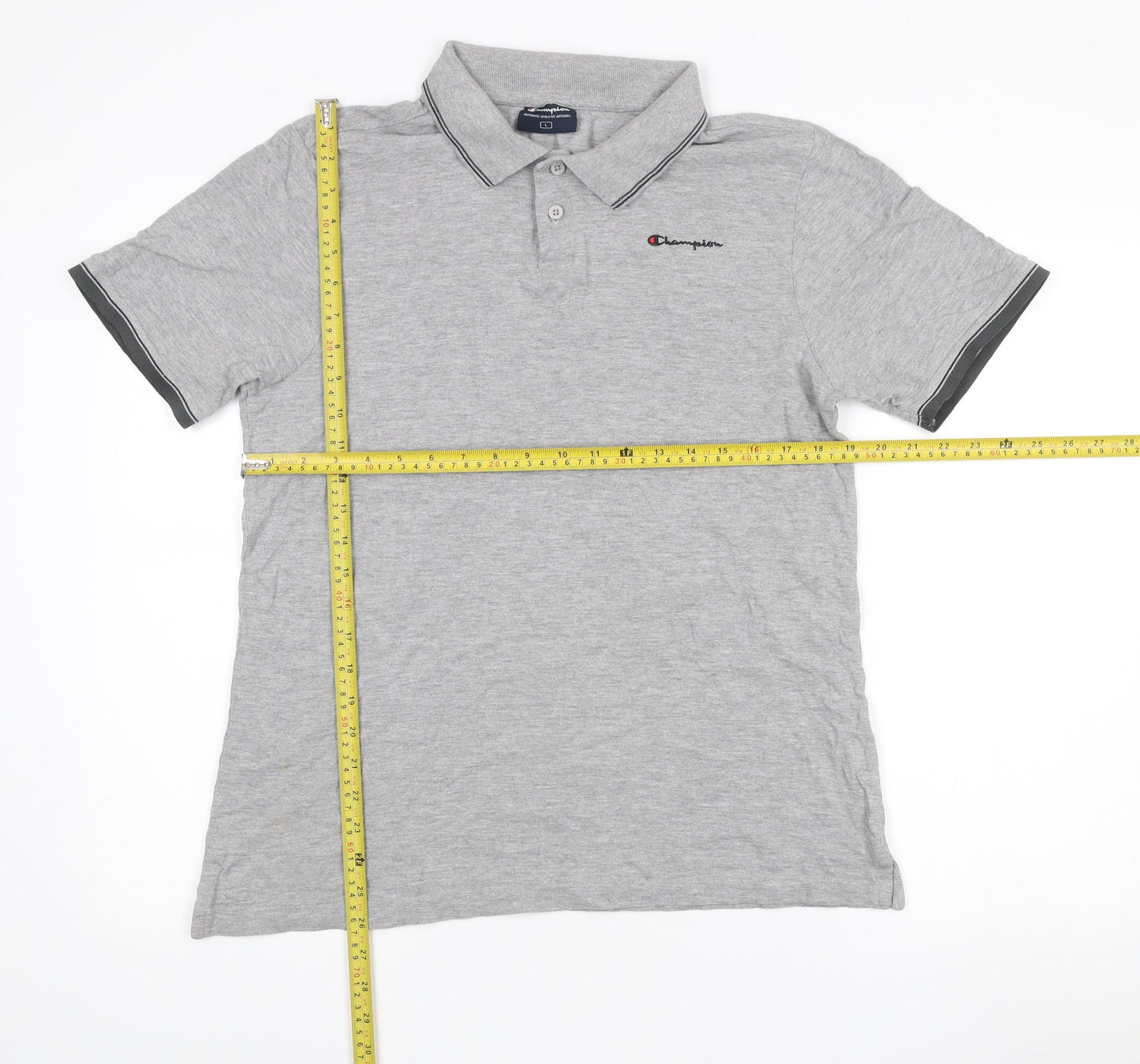 Champion Men’s Grey Polo Shirt L Regular Fit Short Sleeve