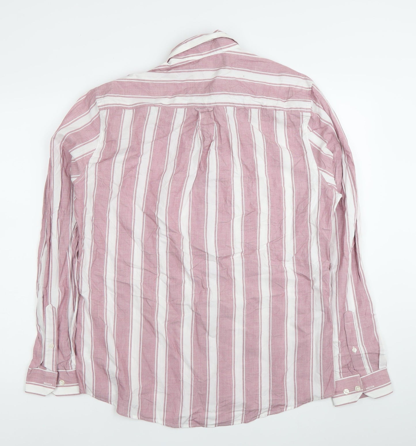 Burton Menswear Men’s Red Striped Cotton Long Sleeve Dress Shirt L 42-44 in