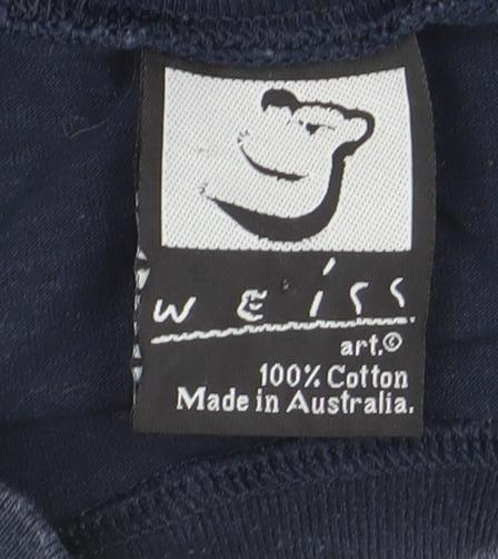 Weiss Men’s Blue Graphic Koala T-Shirt Size L Vintage Cotton