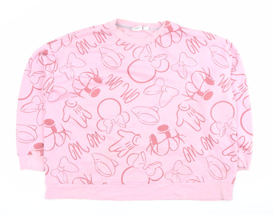 Disney Womens Pink Minnie Mouse Sweatshirt 2XL Pullover Cotton Blend