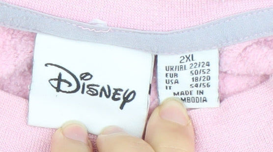 Disney Womens Pink Minnie Mouse Sweatshirt 2XL Pullover Cotton Blend
