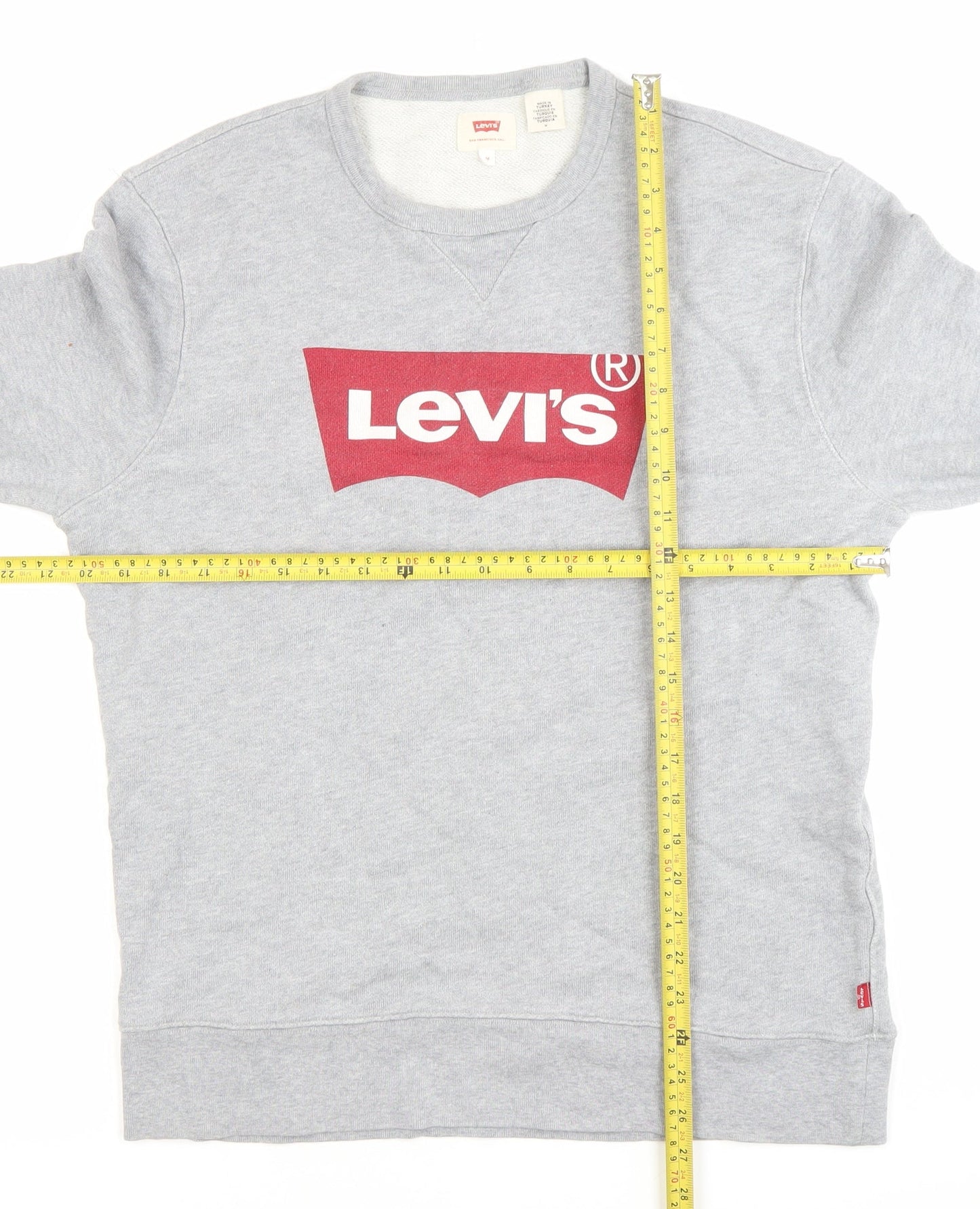 Levi's Mens Grey Medium Crew Neck Logo Sweatshirt Pullover