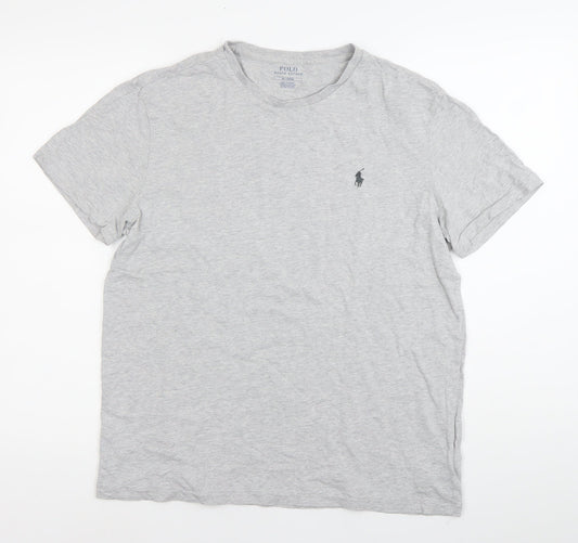 Ralph Lauren Men's Grey Cotton Crew Neck Logo T-Shirt Size M