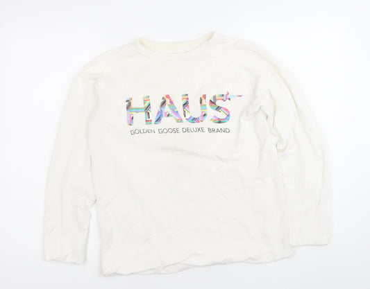 Golden Goose Deluxe Brand Women White XS Pullover Sweatshirt Logo Print