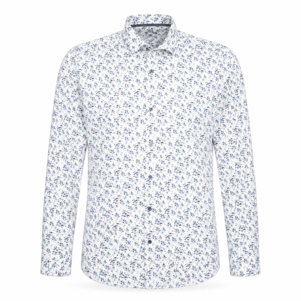 Remus Uomo Men’s White Floral Slim Fit Dress Shirt Size 16 M