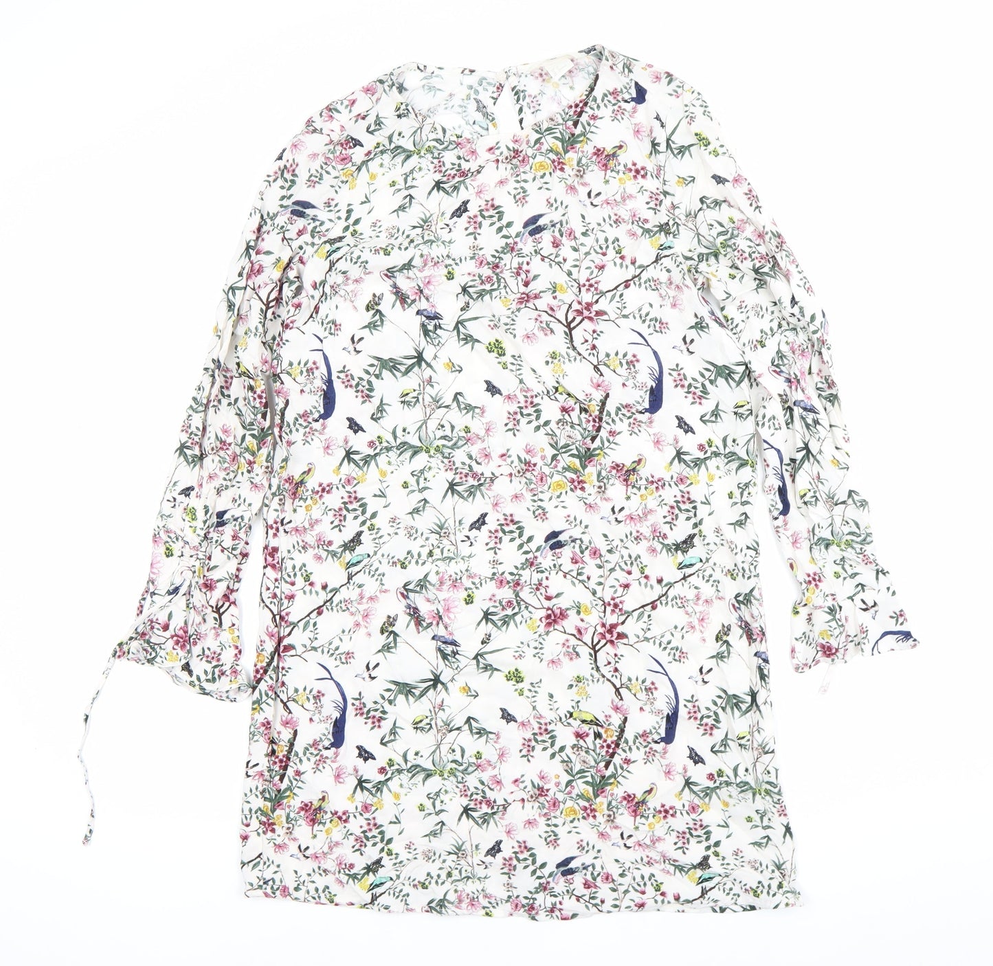 H&M Women’s Multicoloured Floral Shift Dress Size 6 Long Sleeve