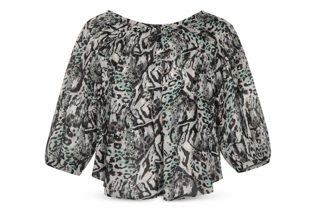 Sonder Studio Women’s Multicoloured Animal Print Chiffon Blouse Size 8