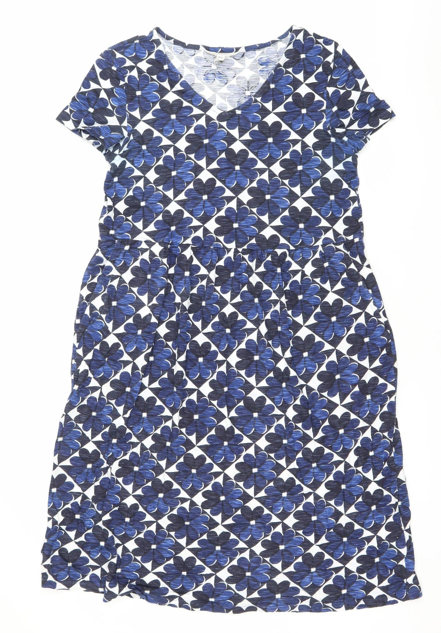 Seasalt Cornwall Womens Blue Floral Shift Dress Size 10 Organic Cotton