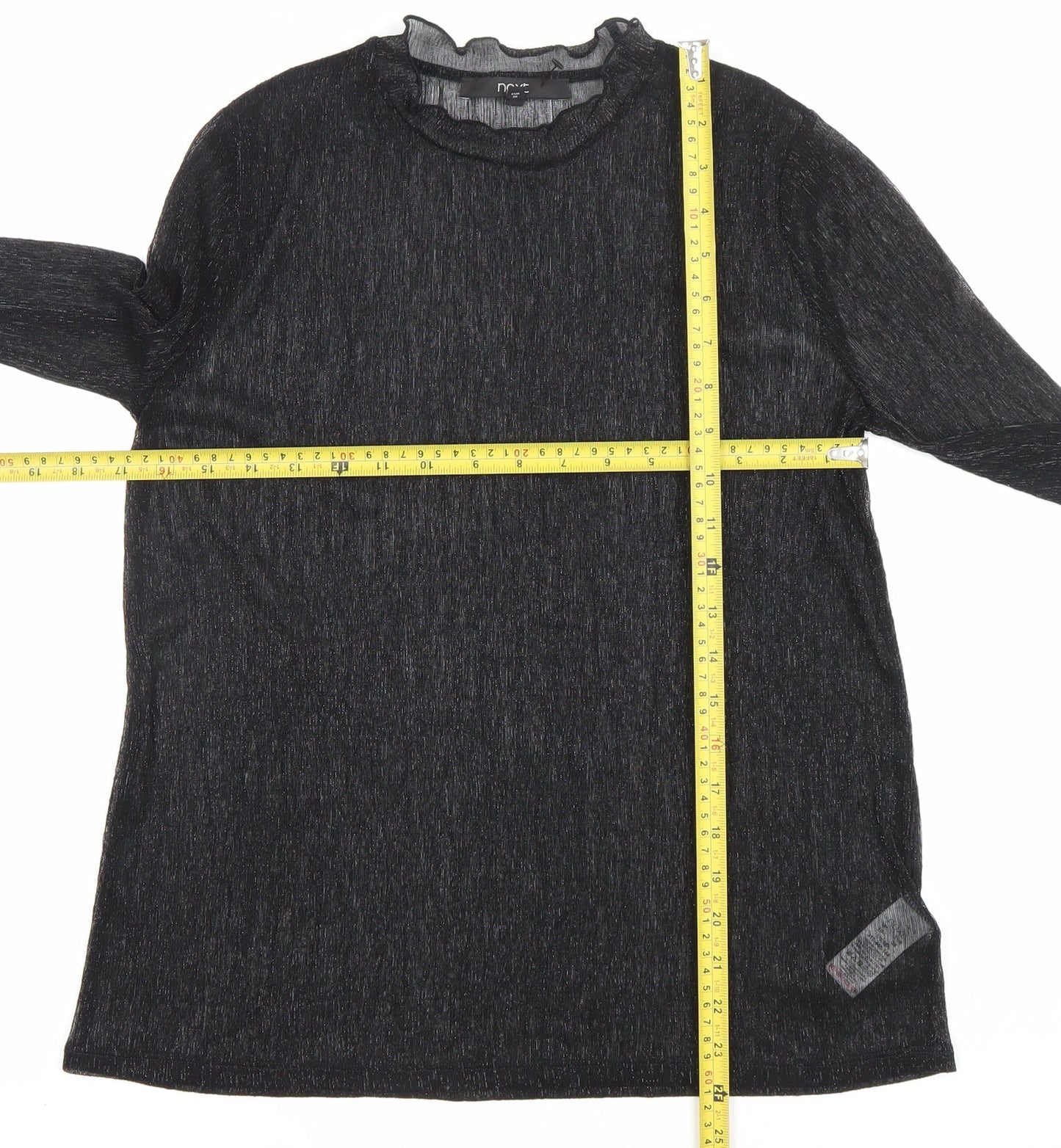 Next Women’s Black Glitter High Neck Long Sleeve Blouse UK 10