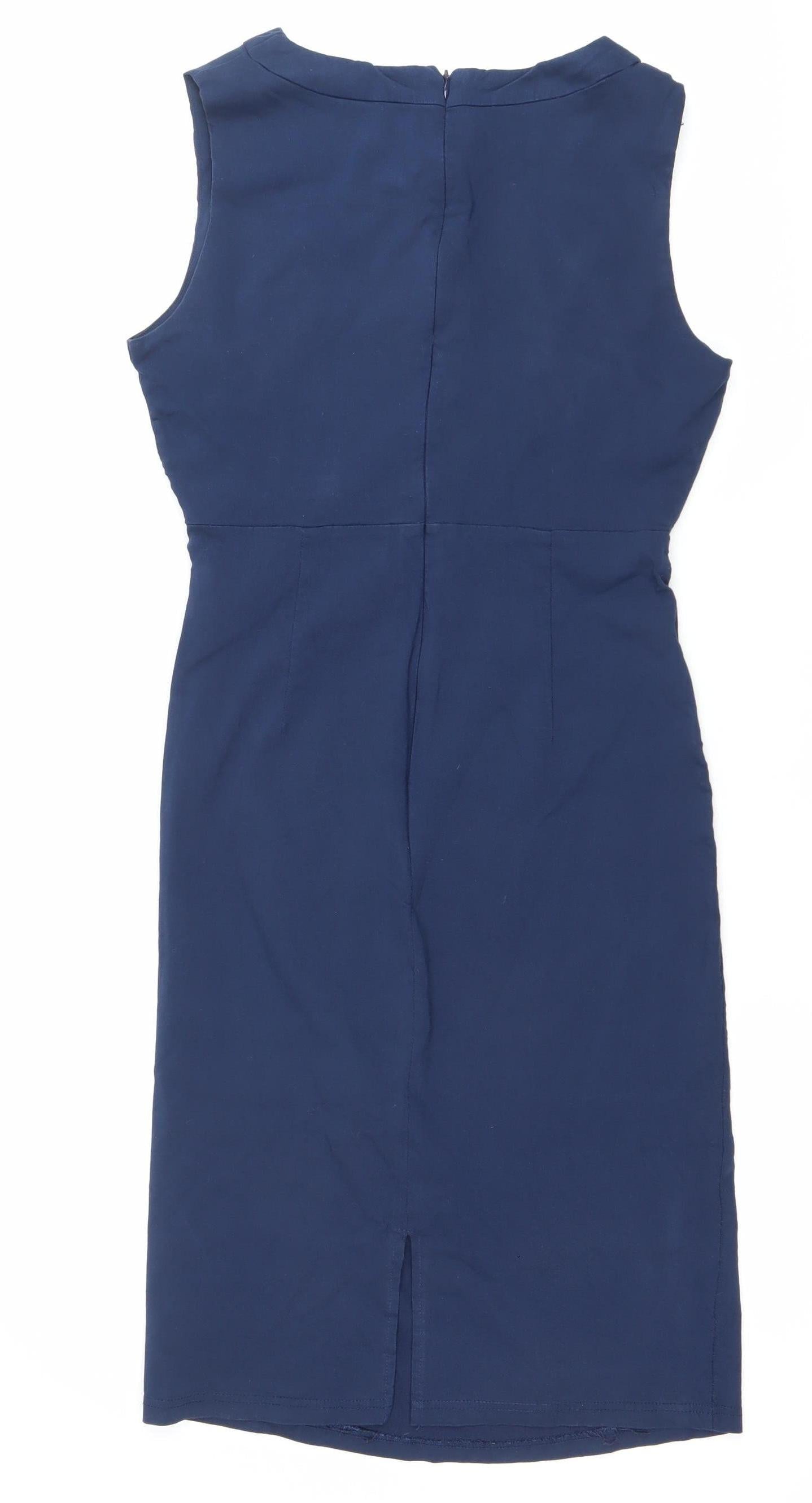 Apricot Womens Blue Size 14 Sheath Dress Sleeveless Workwear