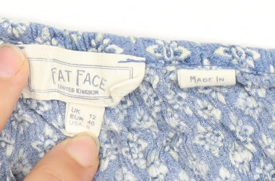Fat Face Women’s Blue Knee Length Shift Dress Size 12 Viscose