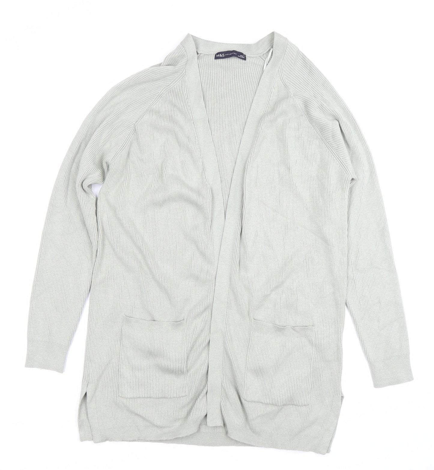 Marks and Spencer Womens Grey M Knit Longline Cardigan Pockets