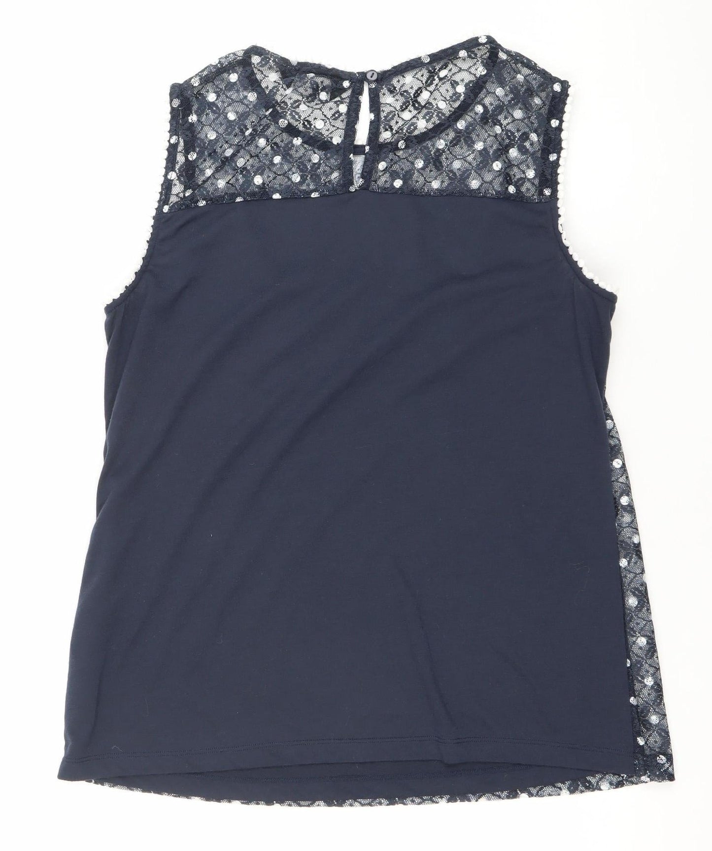 Dorothy Perkins Women’s Blue Sequin Lace Sleeveless Blouse Size 14