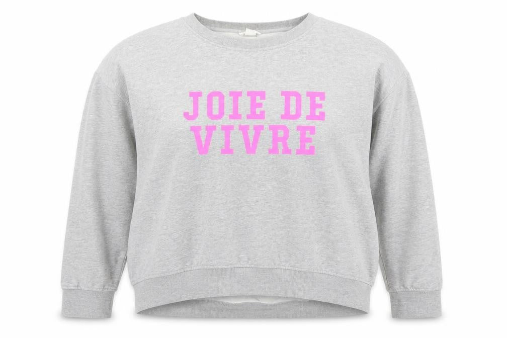 Basic Women’s Grey Sweatshirt Size 12 Pullover Crew Neck Graphic Print