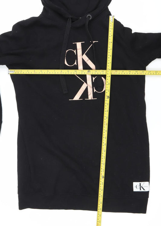 Calvin Klein Jeans Women's Black Pullover Hoodie M Logo Cotton Blend