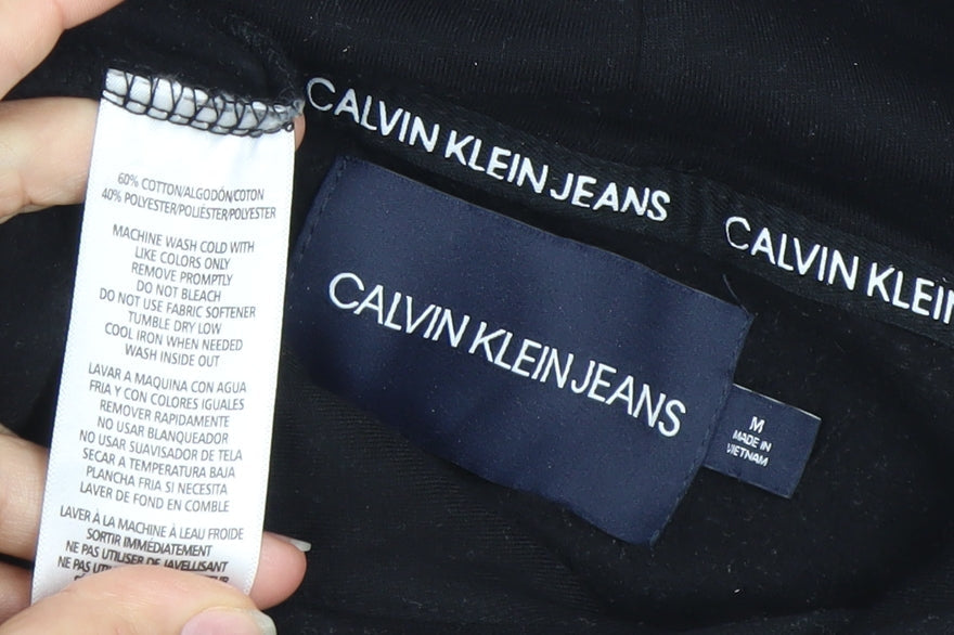 Calvin Klein Jeans Women's Black Pullover Hoodie M Logo Cotton Blend