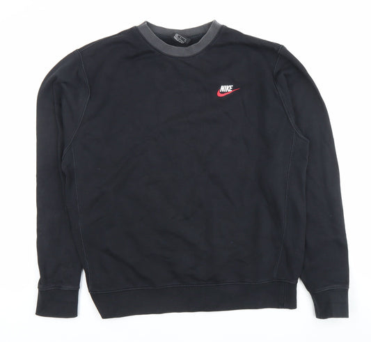 Nike Men’s Black Pullover Sweatshirt M Crew Neck Logo Sportswear