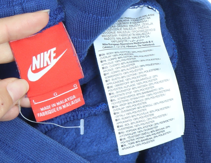 Nike Men’s Blue Jogger Sweatpants L Tapered Cotton Blend Zip Pocket