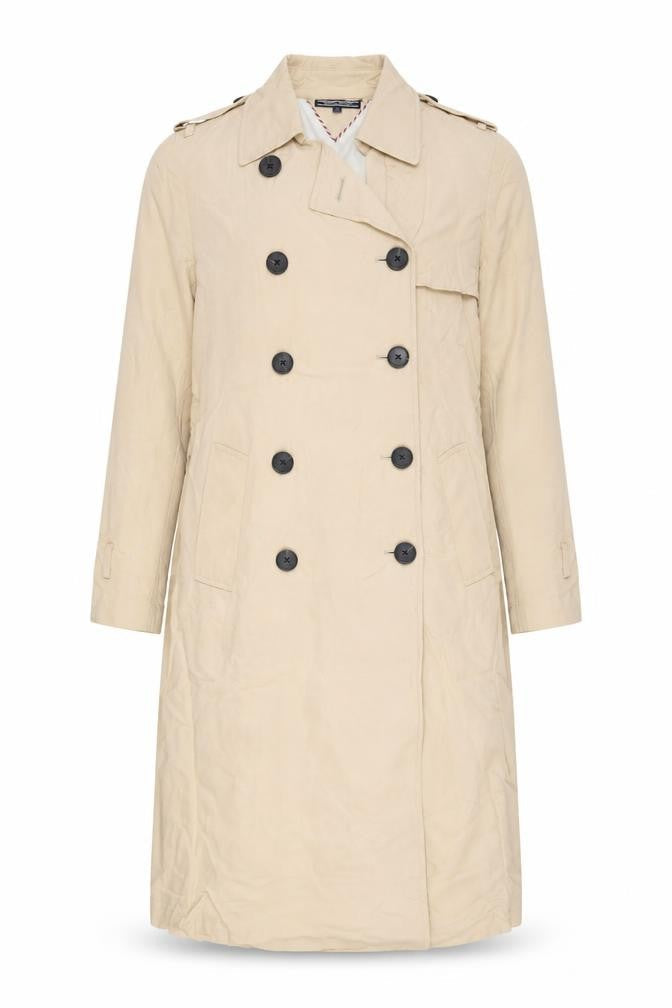 Womens UK Size 8 Regular Tommy Hilfiger Beige Cotton Blend Coat
