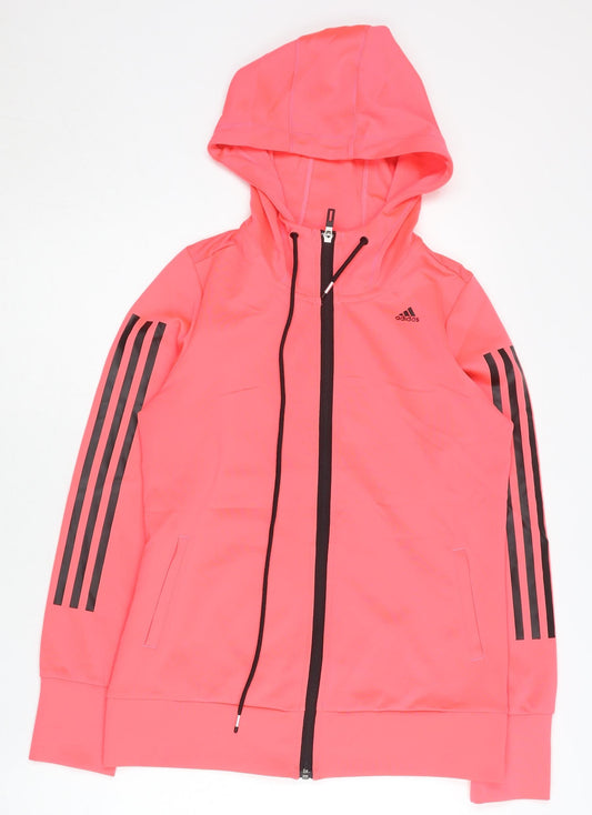 Adidas Womens Pink Full Zip Hoodie Size 12 Climalite Sportswear
