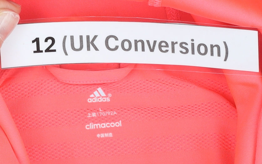 Adidas Womens Pink Full Zip Hoodie Size 12 Climalite Sportswear