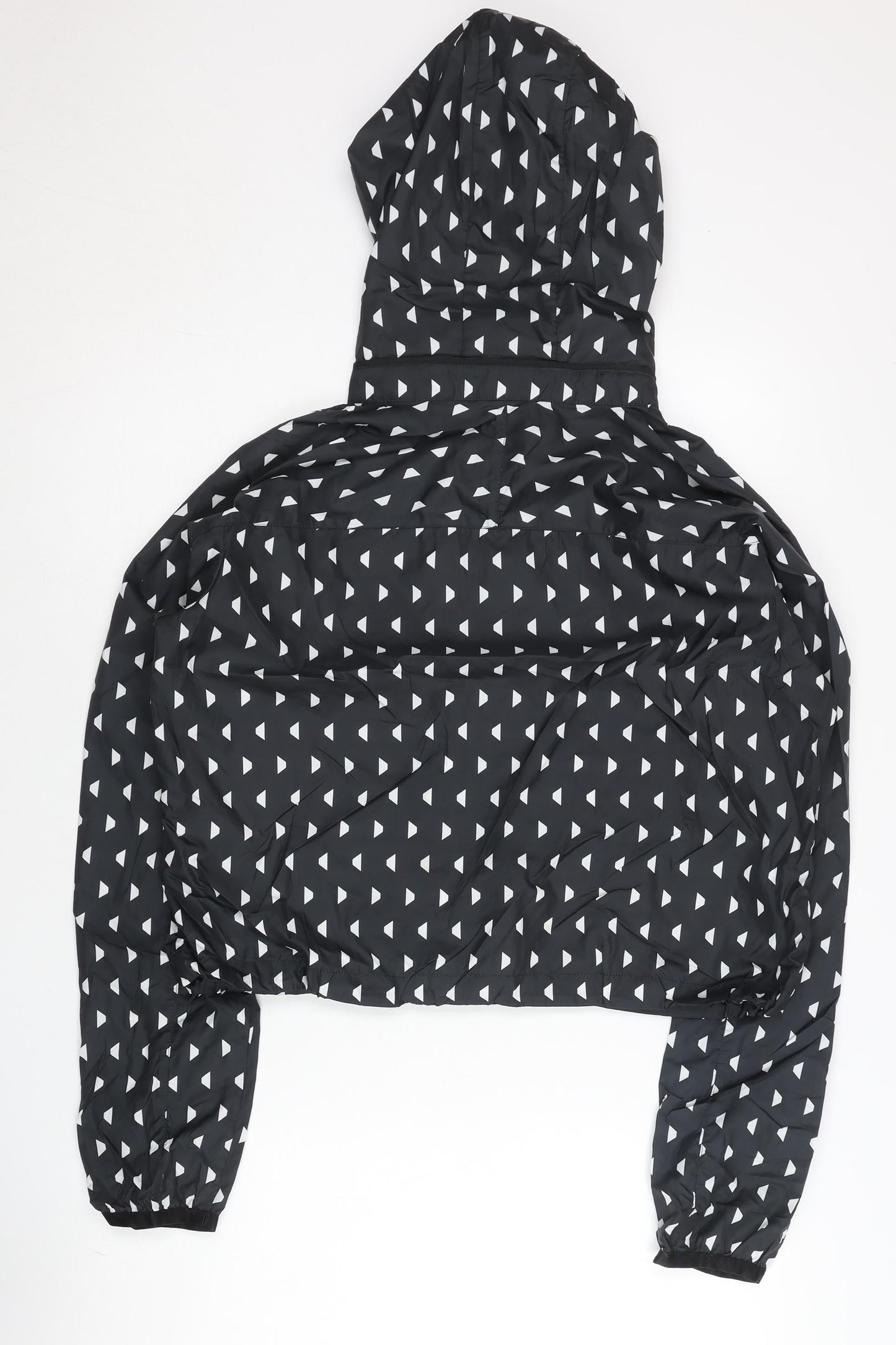 Nike Womens Black XL Windbreaker Jacket Hooded Geometric Lightweight