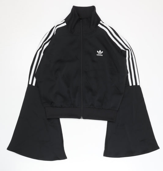 Adidas Womens Black Size 10 Track Jacket Full Zip Polyester
