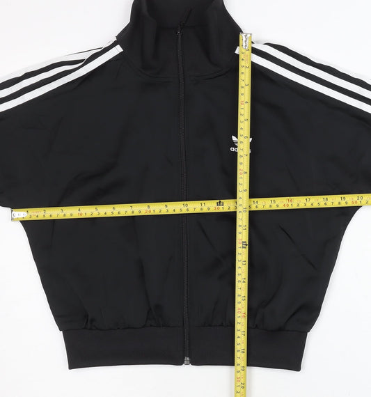 Adidas Womens Black Size 10 Track Jacket Full Zip Polyester