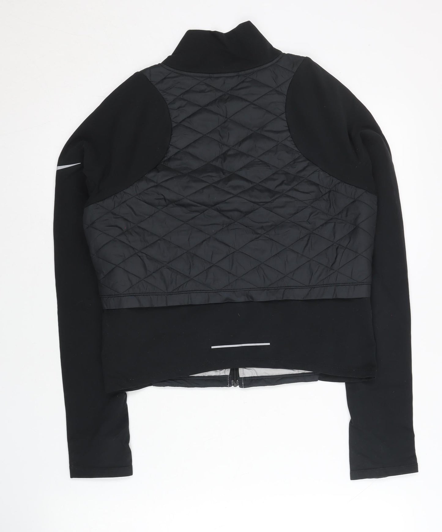 Nike Womens Black Aerolayer Running Jacket Size M Slim Fit Reflective
