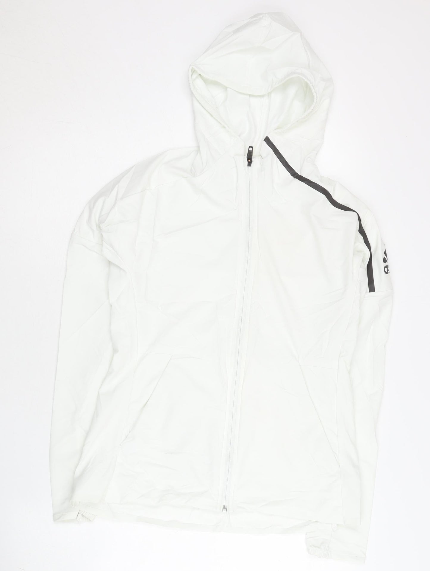 Adidas Womens White Size 10 Windbreaker Jacket Hooded Lightweight