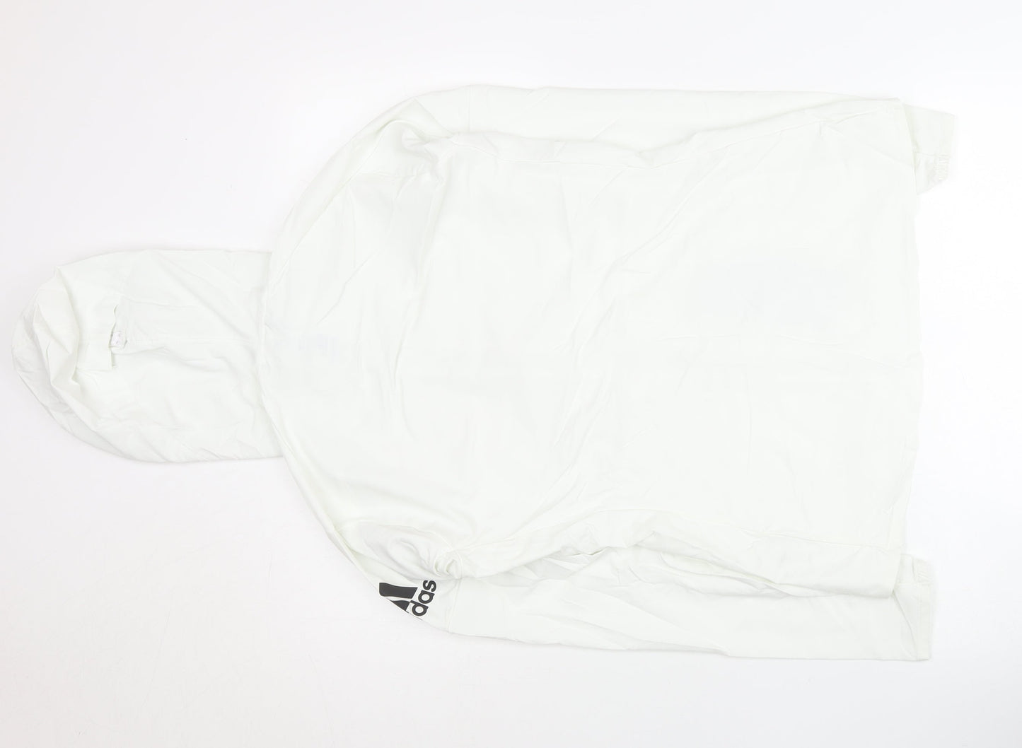 Adidas Womens White Size 10 Windbreaker Jacket Hooded Lightweight