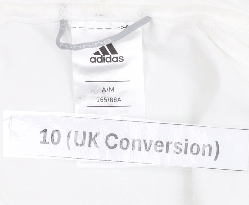 Adidas Womens White Size 10 Windbreaker Jacket Hooded Lightweight
