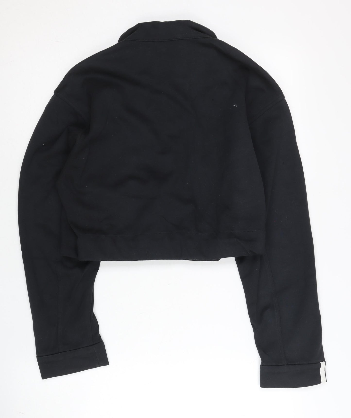 Adidas Women Black UK 10 Cropped Track Jacket Full Zip Sportswear