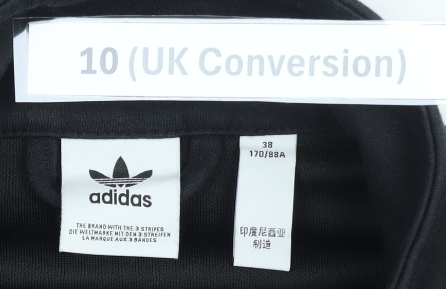 Adidas Women Black UK 10 Cropped Track Jacket Full Zip Sportswear