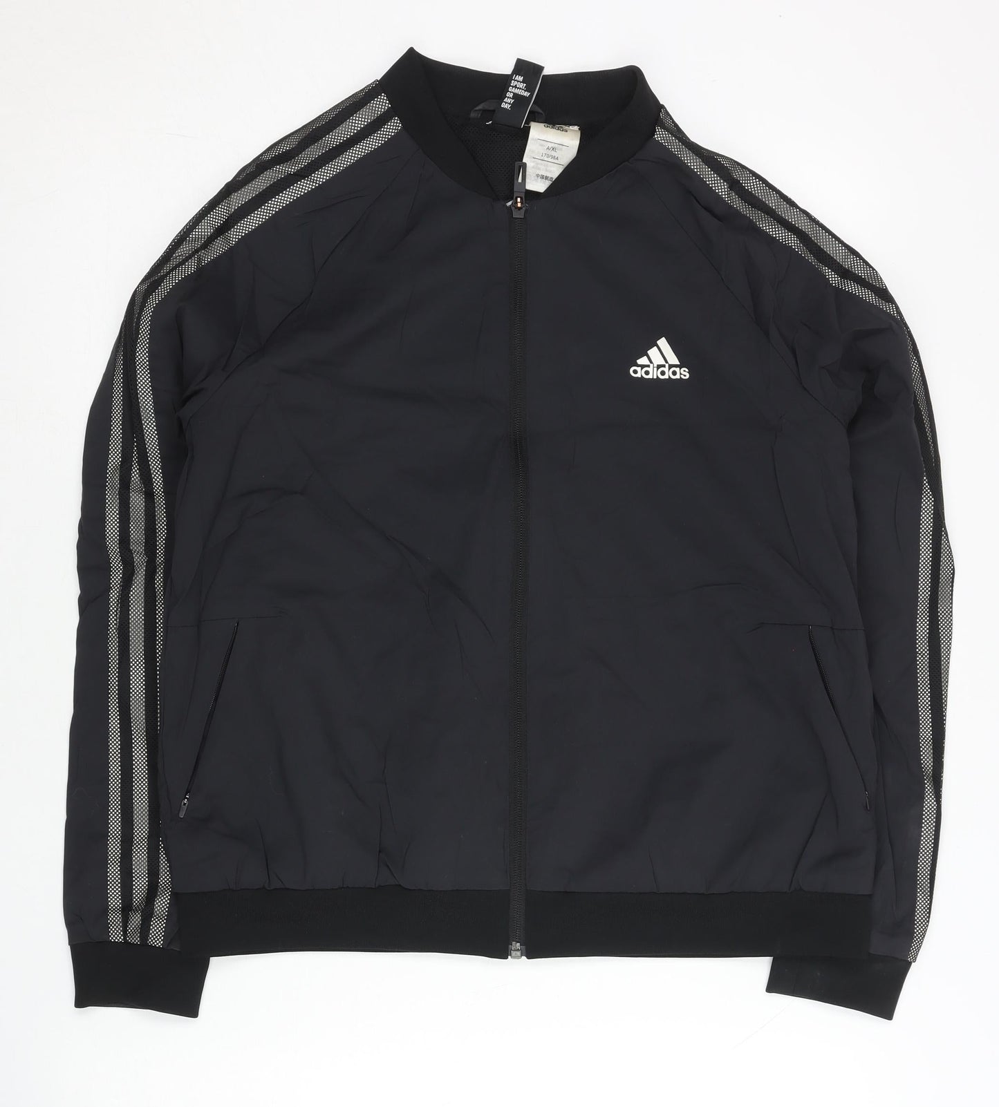 Adidas Womens Black Size 14 Track Jacket Full Zip Sportswear