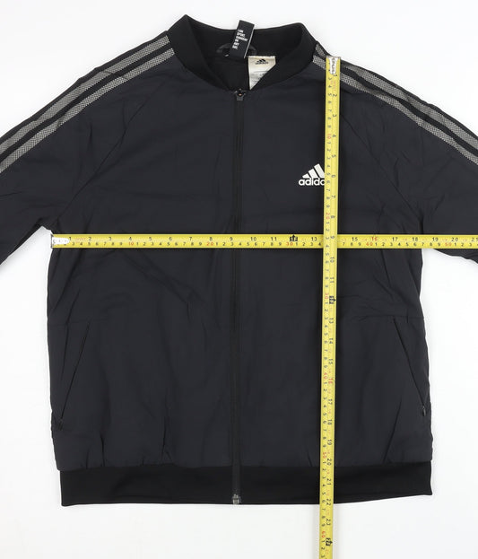 Adidas Womens Black Size 14 Track Jacket Full Zip Sportswear