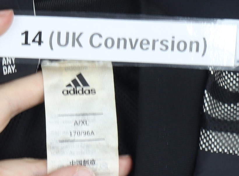 Adidas Womens Black Size 14 Track Jacket Full Zip Sportswear