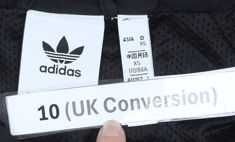 Adidas Womens Black Animal Print Track Jacket Size 10 Full Zip Nylon
